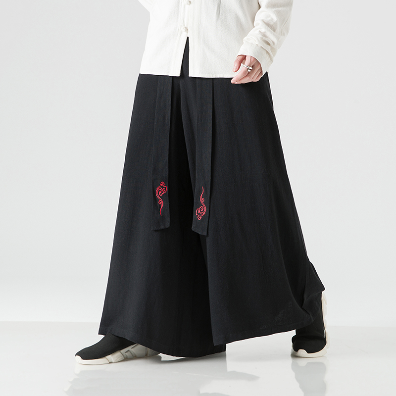 Kimono Yukata Cotton - Męskie spodnie z szerokimi nogawkami, japońskie