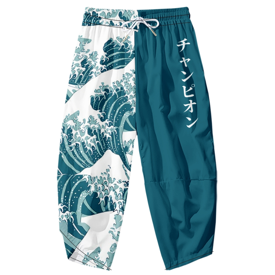Kimono Yukata Cotton - Wielka fala Kanagawa Kimono Spodnie Mężczyźni